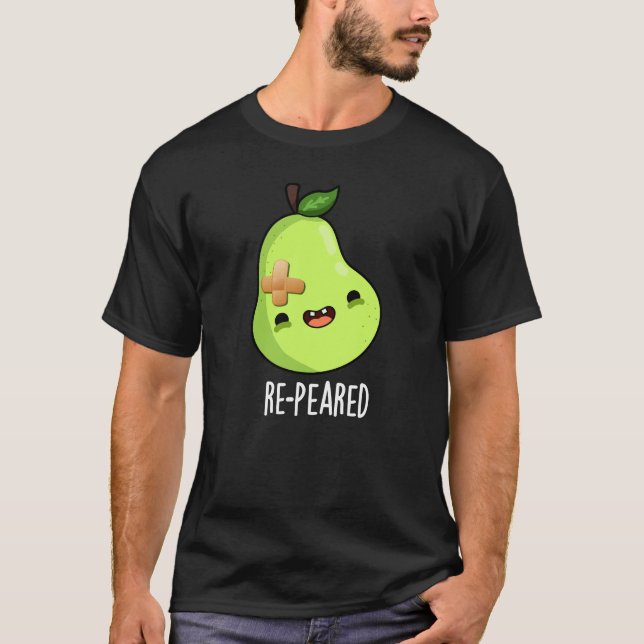 Camiseta Pear Fruta Engraçada Escuro BG (Frente)