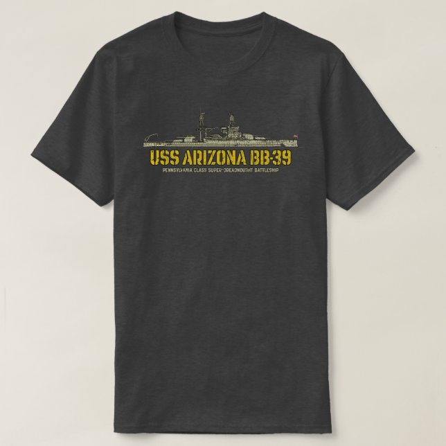Camiseta Pearl Harbor USS Arizona BB39 1916 (Frente do Design)