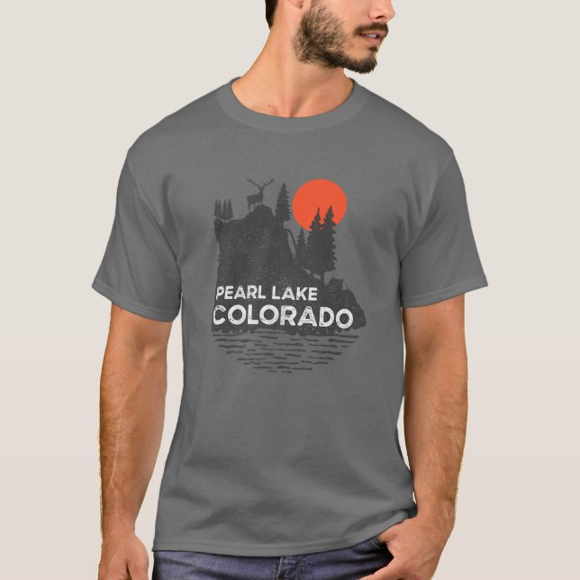 Camiseta Pearl Lake Colorado Hiking Camping Nature Deer Des (Frente)