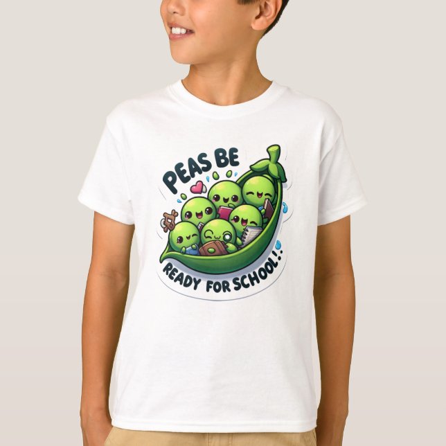 Camiseta Peas bonitas estão prontas para a escola (Frente)