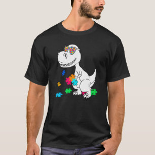 Camiseta Peça de Puzzle de Dinossauro Conscientização do Au