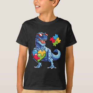 Camiseta Peça de Puzzle de Dinossauro Conscientização do Au