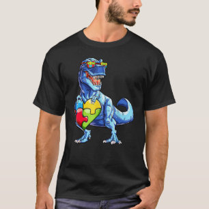 Camiseta Peça de Puzzle de Dinossauro Conscientização do Au