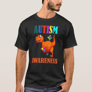 Camiseta Peça de Puzzle de Dinossauro Conscientização do Au