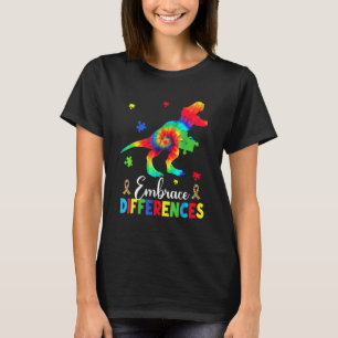 Camiseta Peça de Puzzle de Dinossauro do Autismo Abrace as