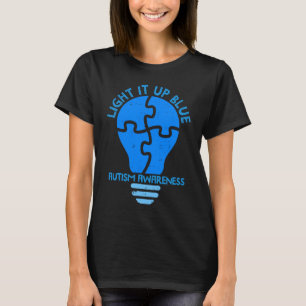 Camiseta Peça de Puzzle Ilumine de Azul Conscientização do