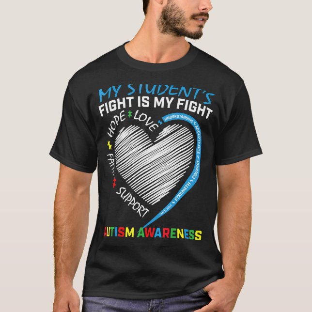 Camiseta Peça de Quebra-cabeça Azul de Conscientização do A (Frente)