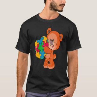 Camiseta Peça de Quebra-Cabeça Coração de Urso Conscientiza