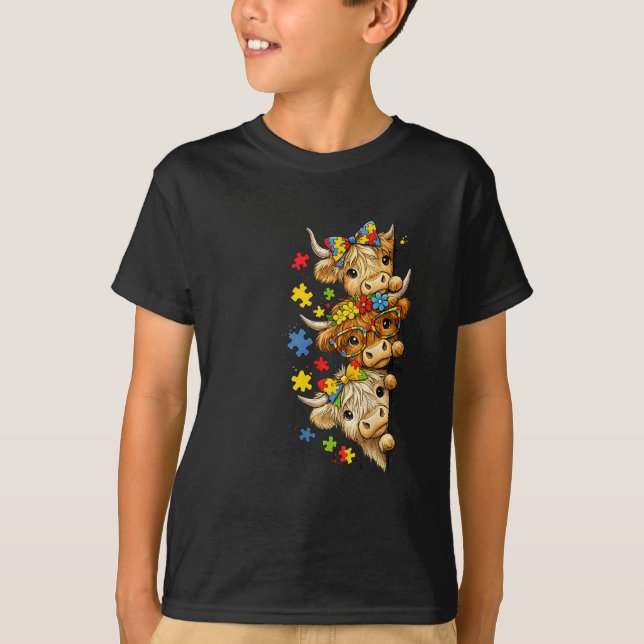 Camiseta Peça de Quebra-Cabeça de Conscientização sobre Aut (Frente)