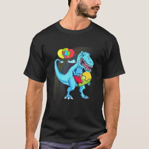 Camiseta Peça de Quebra-Cabeça Dinossauro Conscientização d