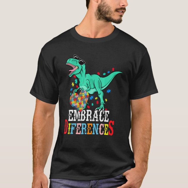 Camiseta Peça de Quebra-Cabeça Dinossauro Coração Conscient (Frente)