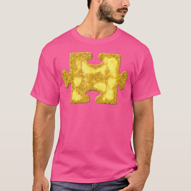 Camiseta Peça de Quebra-Cabeça Símbolo Dourado Vintage (Frente)