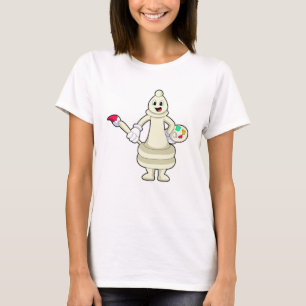 Camiseta Peça de xadrez Bishop como Pintor com Pincel e Cor
