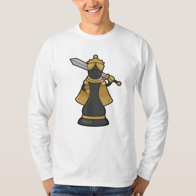 Camiseta Peça de xadrez Rainha no xadrez com espada (Frente)