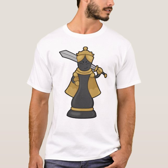 Camiseta Peça de xadrez Rainha no xadrez com espada (Frente)