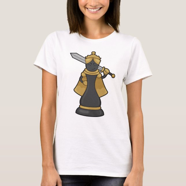 Camiseta Peça de xadrez Rainha no xadrez com espada (Frente)