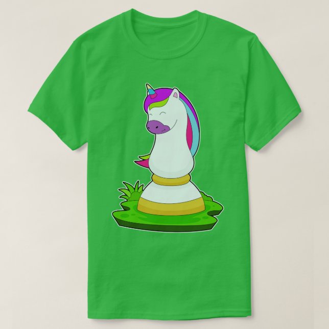 Camiseta Peça do Unicorn Chess Knight Chess (Frente do Design)