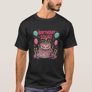 Camiseta Peça Negra De Humor Escuro De Bolo De Bolo De Aniv