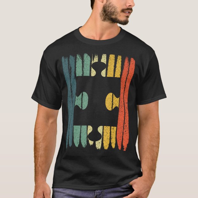 Camiseta Peça Quebra-cabeça Bonita Para Homens Puzzler Jigs (Frente)