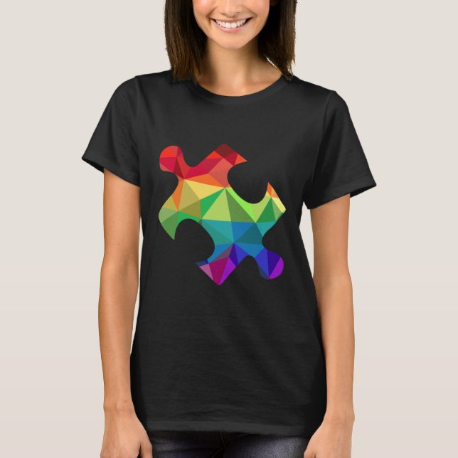 Camiseta Peça Quebra-cabeça Colorida Para Sensibilização Au (Frente)