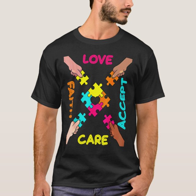 Camiseta Peça Quebra-Cabeça Cor Aceitação Autismo (Frente)