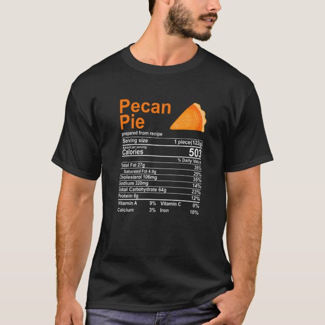 Camiseta Pecan Pie Nutrition Fata Graças Dia da Turquia (Frente)