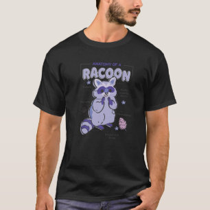 Camiseta Peças Anatomia Corpo de um Racoon