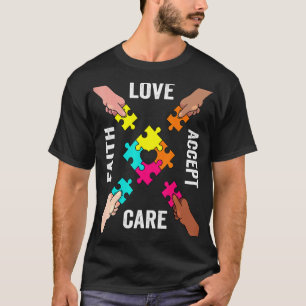 Camiseta Peças Coloridas do Quebra-Cabeça de Aceitação e Co