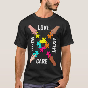 Camiseta Peças Coloridas do Quebra-Cabeça de Aceitação e Co