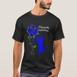 Camiseta Peças De Gato De Rosa Azul Para Polimiosite Cura