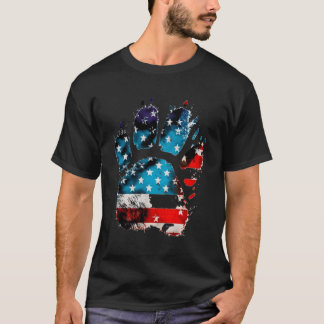 Camiseta Peças De Gato Patriotismo Na Bandeira Dos Eua Para