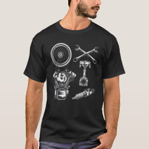 Camiseta Peças De Motocicleta Para Garagem De Motocicletas