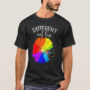 Camiseta Peças de Puzzle de Flor Diferentes Não Menos Autis