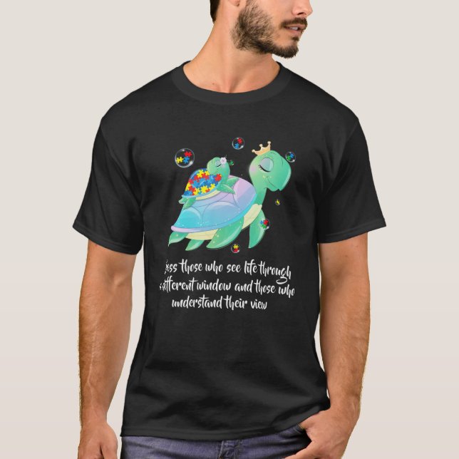 Camiseta Peças de Quebra-cabeça de Tartaruga Verde Cura Cri (Frente)
