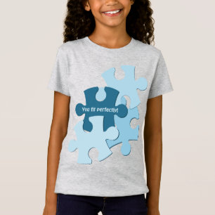 Camiseta Peças de Quebra-Cabeça Divertidas em Azul Você se