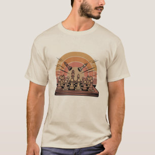 Camiseta Peças de Xadrez Cavaleiro Vintage Tendência Tabule