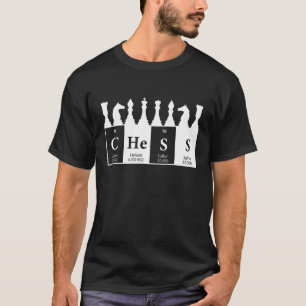 Camiseta Peças de Xadrez de Mesa periódica Rei Rainha Bisho