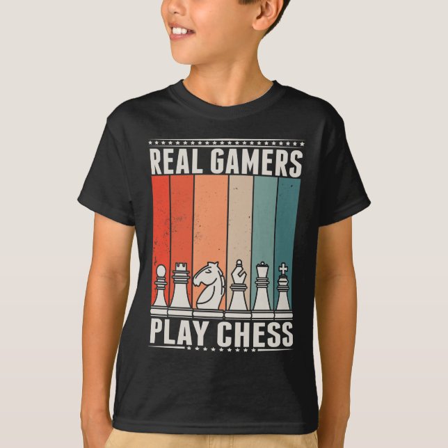 Camiseta Peças de Xadrez para jogos de Conselho Chess (Frente)
