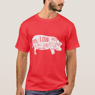 Camiseta Peças e cortes afligidos do porco