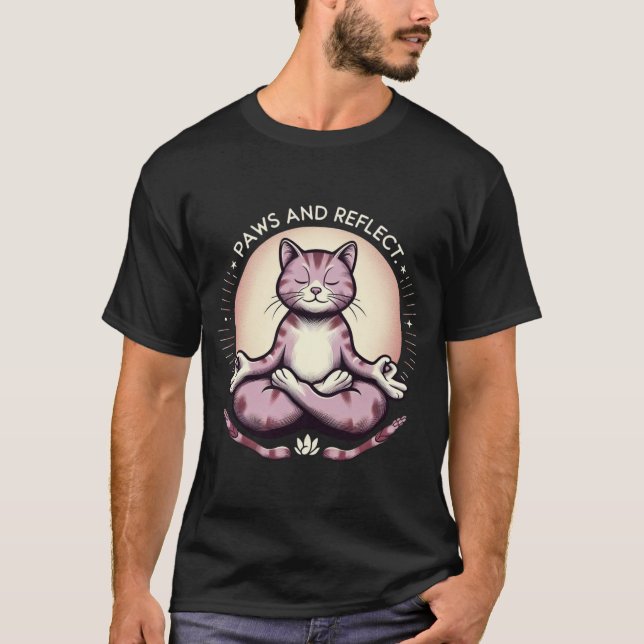 Camiseta Peças e Refletem Ioga Gato Gato Gatinho Mindagação (Frente)