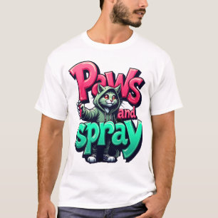 Camiseta Peças e Spray - Gato de Grafite Urbano, Arte de Ru