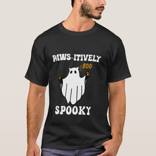 Camiseta Peças em particular, Gato Fantasma do Halloween (Frente)
