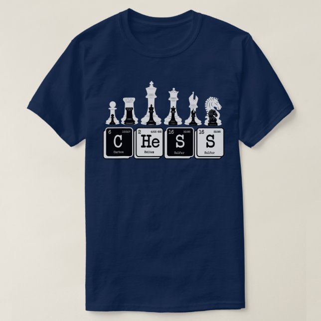 Camiseta Peças Funny Chess Set Peças Mesa Periódica Jogo P (Frente do Design)