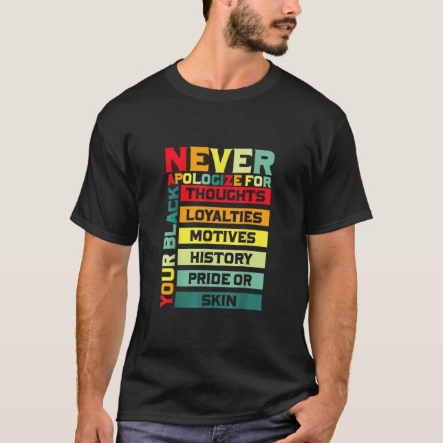 Camiseta Peço desculpas pelo seu negro histórico (Frente)