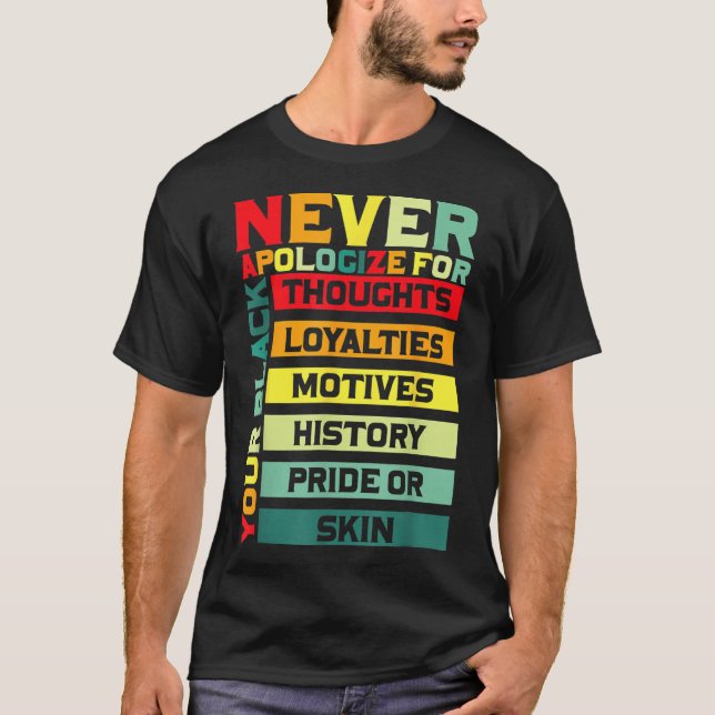 Camiseta Peço desculpas pelo seu negro histórico (Frente)