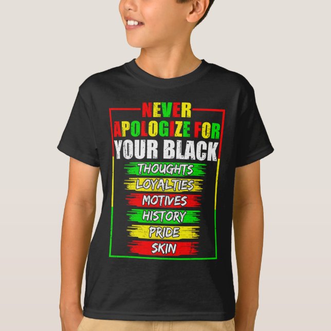 Camiseta Peço desculpas pelo seu negro histórico (Frente)