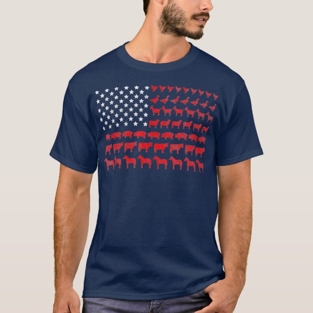 Camiseta Pecuária Agrícola de Bandeira Americana (Frente)