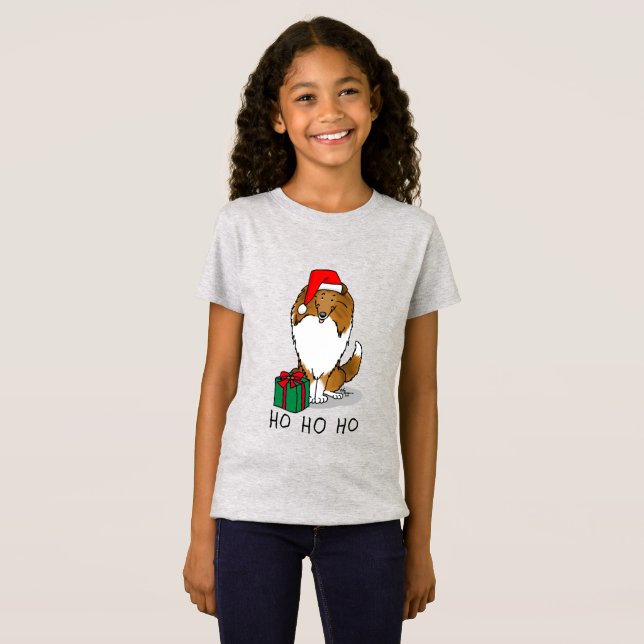 Camiseta Pecuária Shetland de Santa Hat (sable) de Natal (Frente Completa)