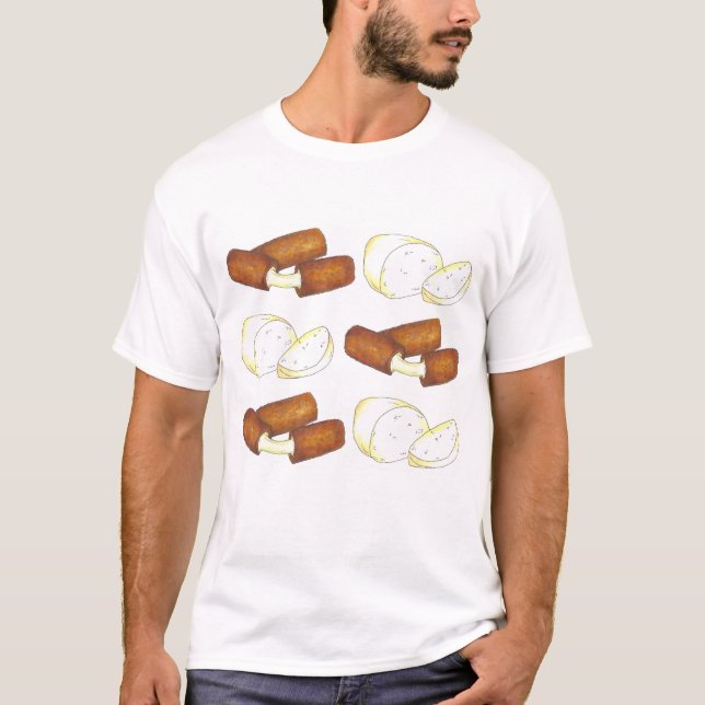 Camiseta Pedaços de queijo Mozzarella secos Pentes de Comid (Frente)
