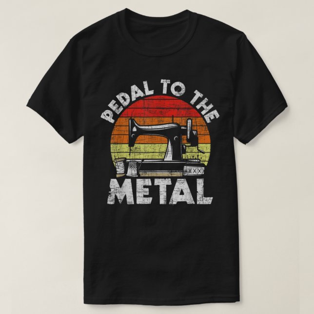 Camiseta Pedal Para O Metálico - Quilti Do Quiltro Da Máqui (Frente do Design)